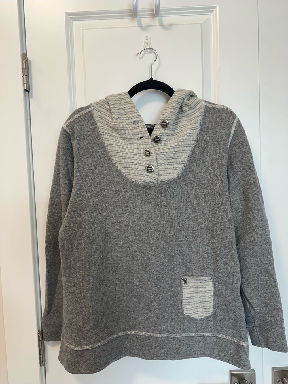 Kuhl Women’s Ana Chianti Fleece Hoodie Pullover Hooded Sweater Heather Grey SZ L